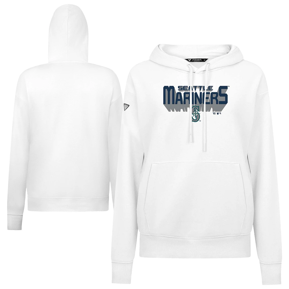 Women's Levelwear White Seattle Mariners Adorn Retro 3D Pullover Hoodie