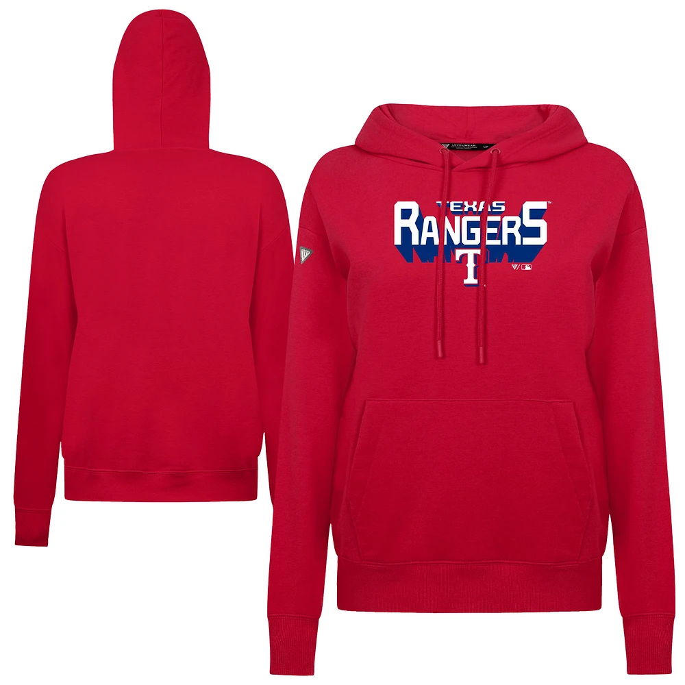 Women's Levelwear Red Texas Rangers Adorn Retro 3D Pullover Hoodie