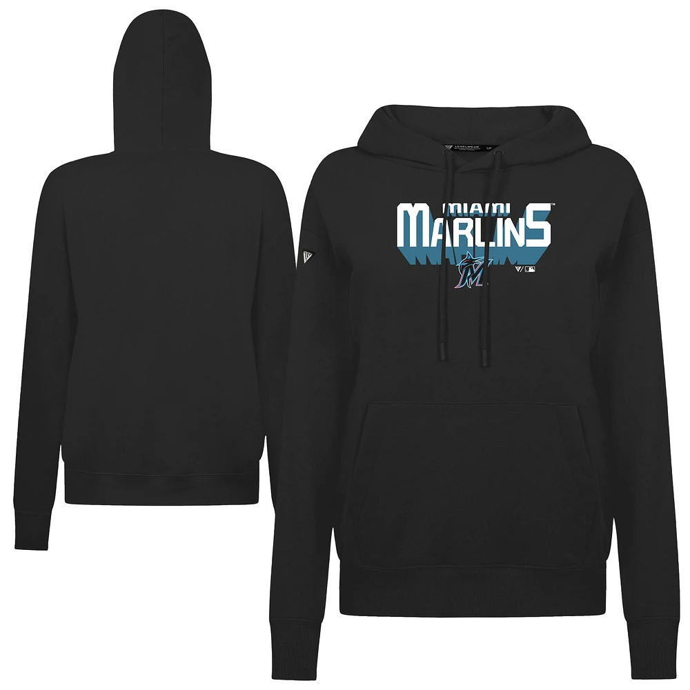 Women's Levelwear Miami Marlins Adorn Retro 3D Pullover Hoodie