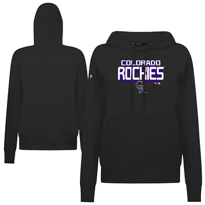 Women's Levelwear Black Colorado Rockies Adorn Retro 3D Pullover Hoodie
