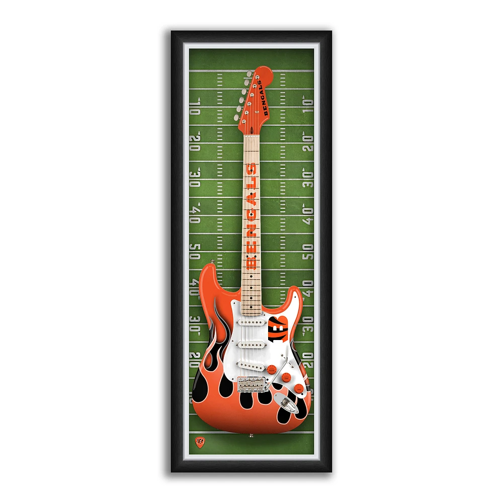 Cincinnati Bengals 14" x 37" Framed Electric Guitar Print