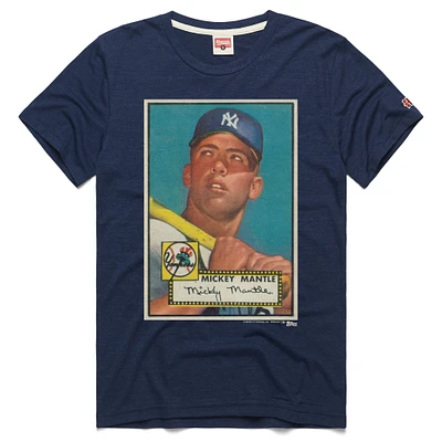 Men's Homage Mickey Mantle Navy New York Yankees Topps Baseball Card Player T-Shirt