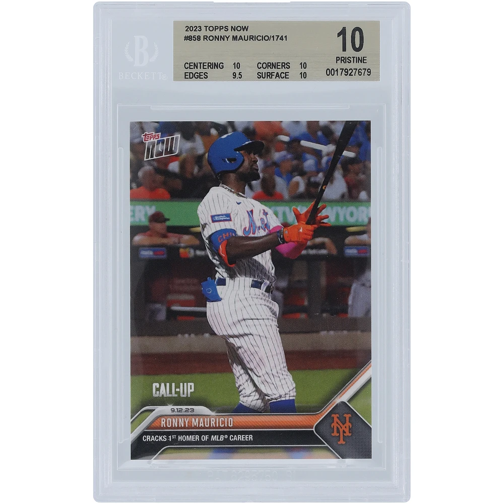 Ronny Mauricio New York Mets 2023 Topps Now Cracks 1st Homer Of MLB Career #858 BGS Authenticated 10 Rookie Card - 10,10,9.5,10 Subgrades