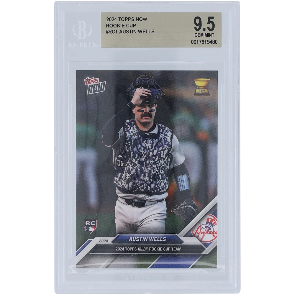 Austin Wells New York Yankees 2024 Topps Now Rookie Cup Team #RC1 BGS Authenticated 9.5 Rookie Card