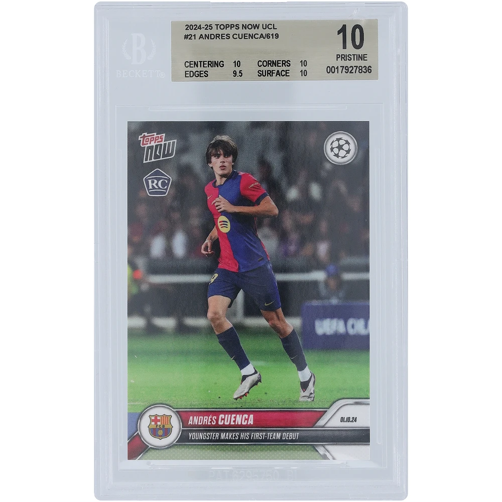 Andrés Cuenca Barcelona 2024-25 Topps Now First-Team Debut 01.10.24 #21 BGS Authenticated 10 Rookie Card - 10,10,9.5,10 Subgrades