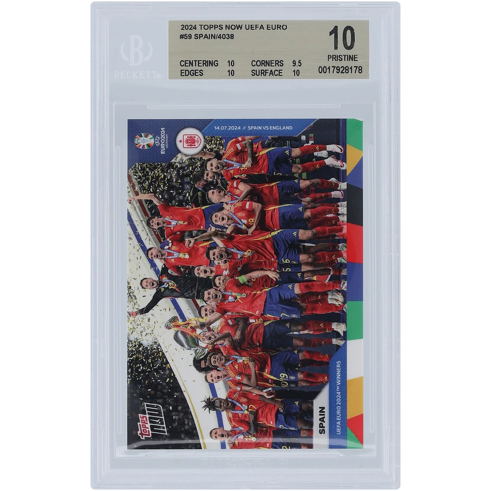 Spain National Team 2024 Topps Now UEFA Euro '24 Winners 14.07.24 #59 BGS Authenticated 10 Card - 10,9.5,10,10 Subgrades