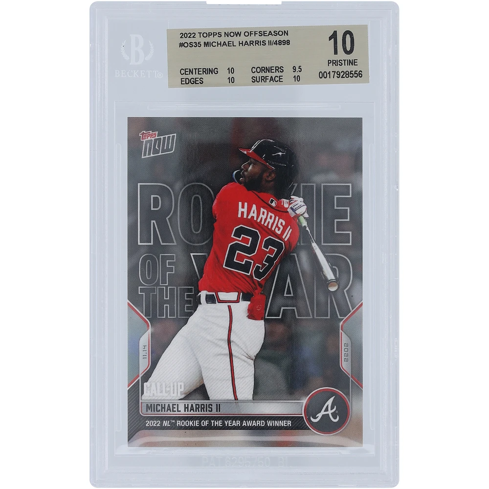 Michael Harris Atlanta Braves 2022 Topps Now 2022 NL Rookie of The Year Award Winner 11.14.2022 #OS-35 BGS Authenticated 10 Card - 10,9.5,10,10 Subgrades