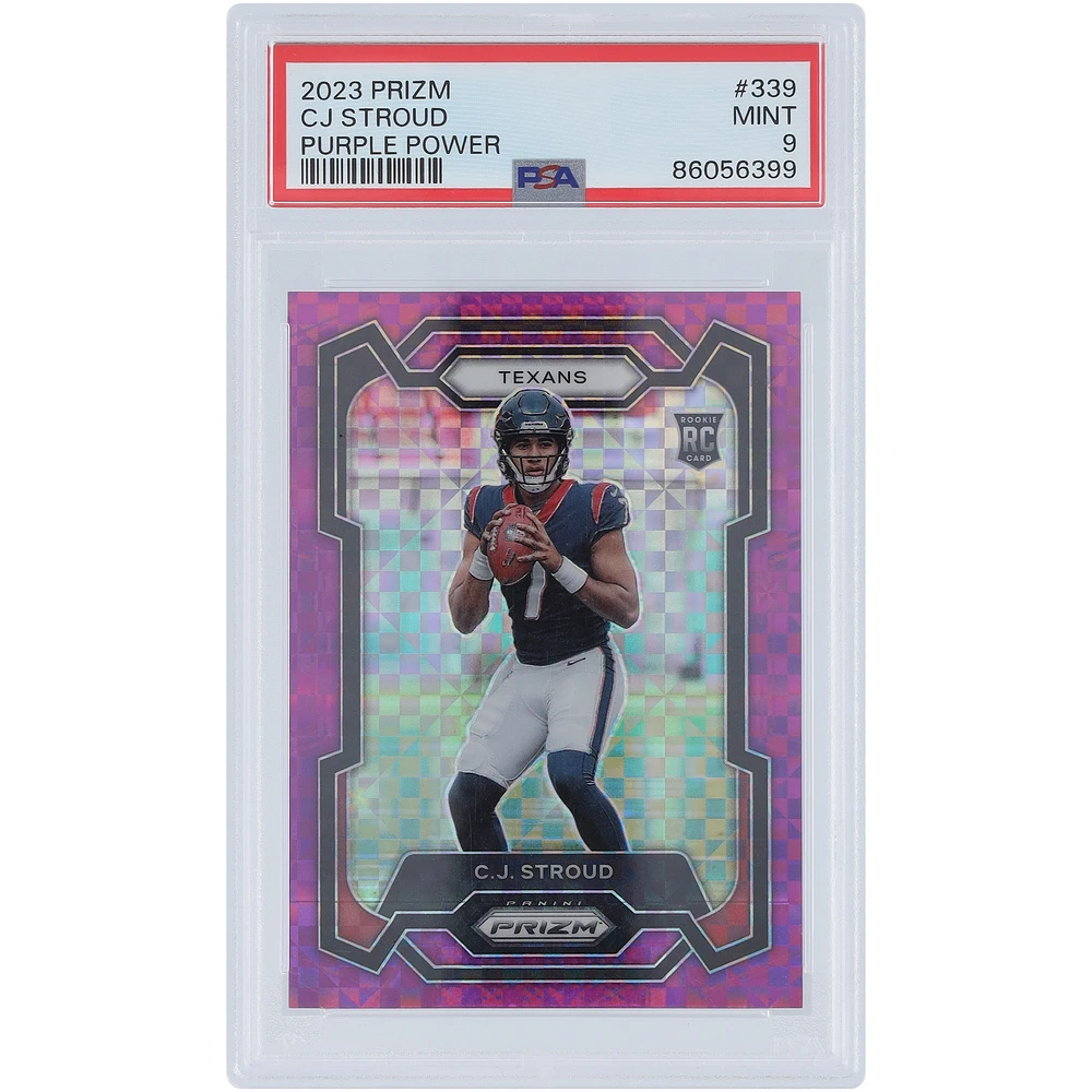 C.J. Stroud Houston Texans 2023 Panini Prizm Purple Power Prizm #339 #16/49 PSA Authenticated 9 Rookie Card