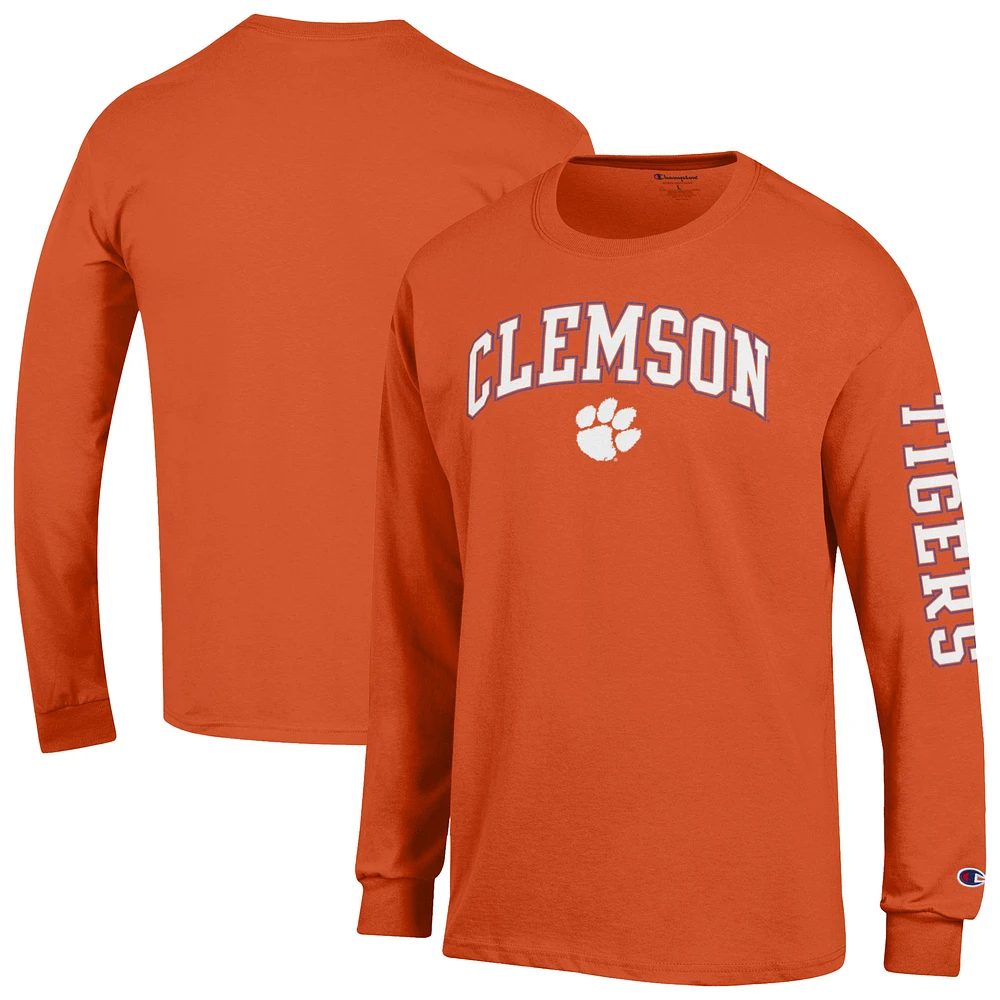 Men's Champion Orange Clemson Tigers Arch Over Logo 2-Hit Long Sleeve T-Shirt