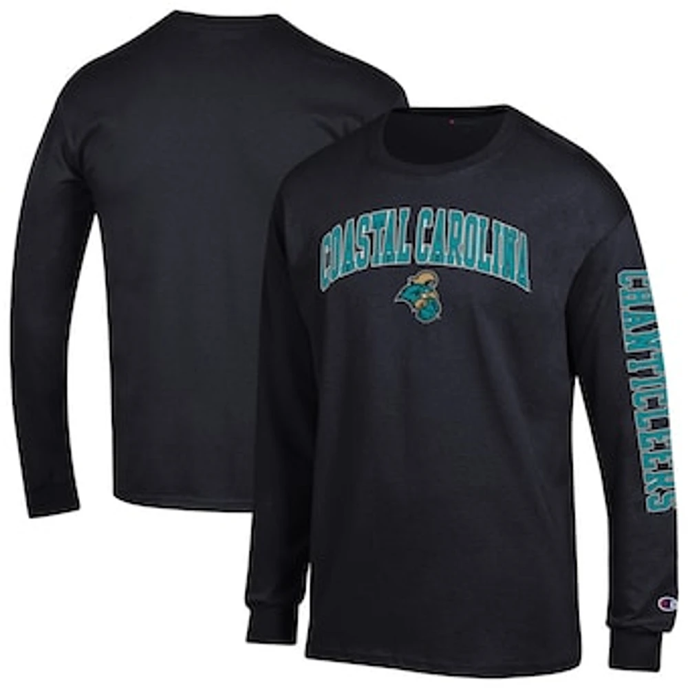 Men's Champion Black Coastal Carolina Chanticleers Arch Over Logo 2-Hit Long Sleeve T-Shirt