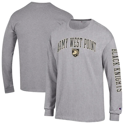 Men's Champion Heather Gray Army Black Knights Arch Over Logo 2-Hit Long Sleeve T-Shirt