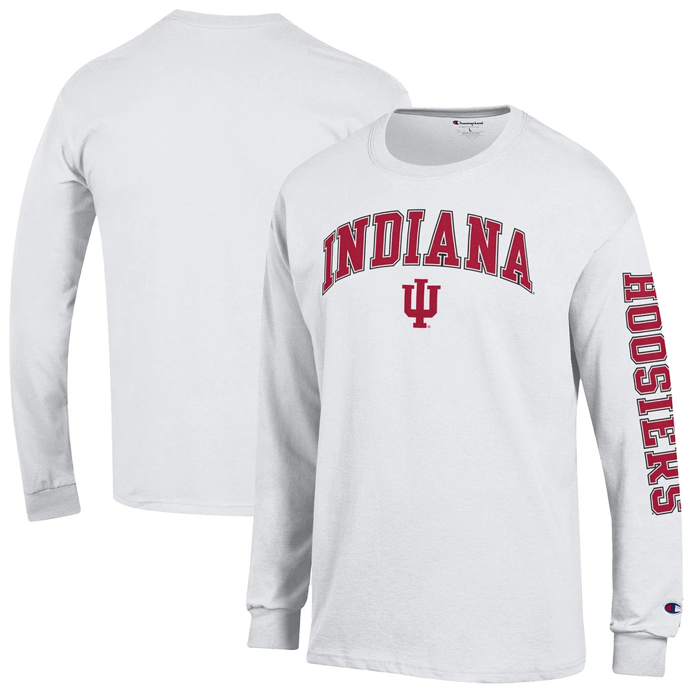 Men's Champion Indiana Hoosiers Arch Over Logo 2-Hit Long Sleeve T-Shirt