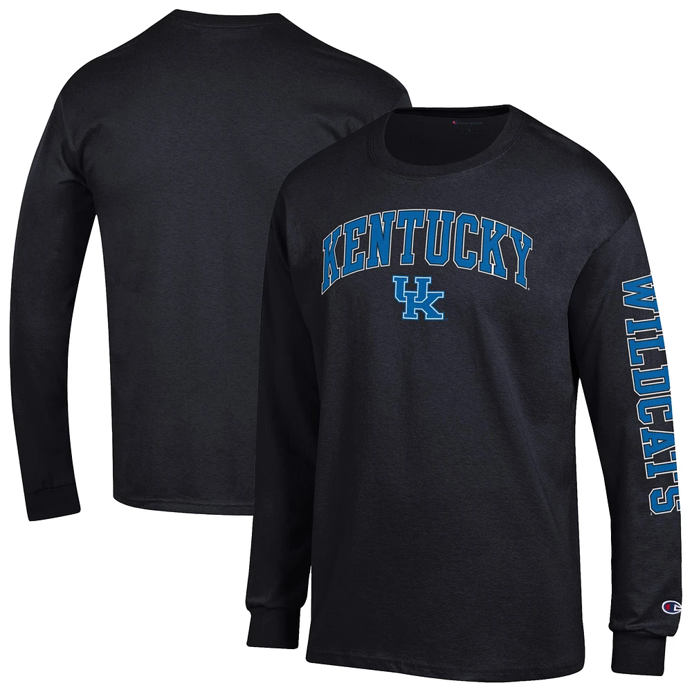 Men's Champion Black Kentucky Wildcats Arch Over Logo 2-Hit Long Sleeve T-Shirt