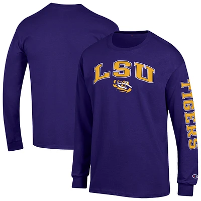 Men's Champion LSU Tigers Arch Over Logo 2-Hit Long Sleeve T-Shirt