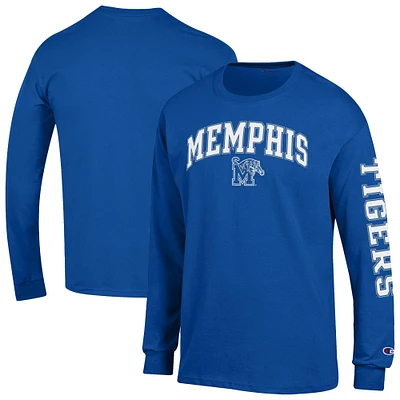 Men's Champion Royal Memphis Tigers Arch Over Logo 2-Hit Long Sleeve T-Shirt