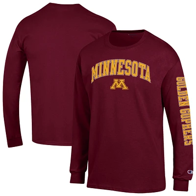Men's Champion Maroon Minnesota Golden Gophers Arch Over Logo 2-Hit Long Sleeve T-Shirt