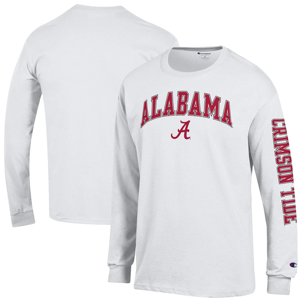 Men's Champion Alabama Crimson Tide Arch Over Logo 2-Hit Long Sleeve T-Shirt