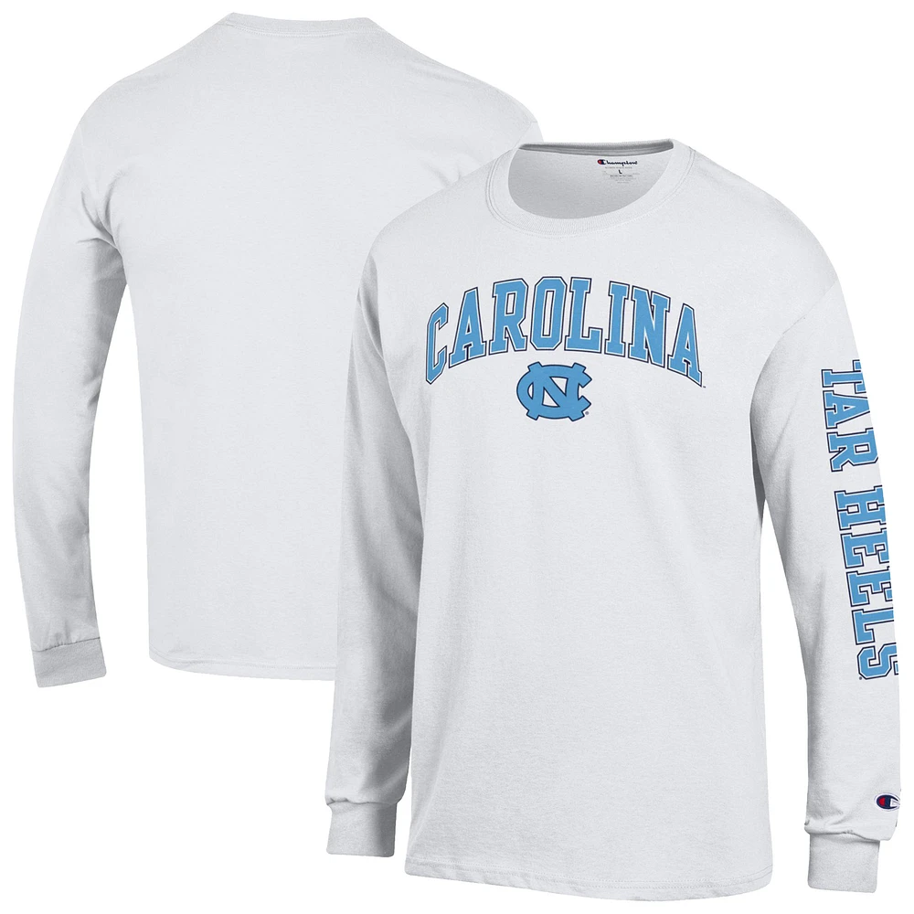 Men's Champion North Carolina Tar Heels Arch Over Logo 2-Hit Long Sleeve T-Shirt