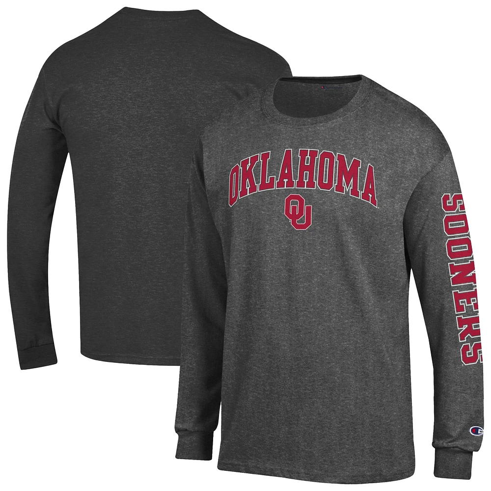 Men's Champion Oklahoma Sooners Arch Over Logo 2-Hit Long Sleeve T-Shirt