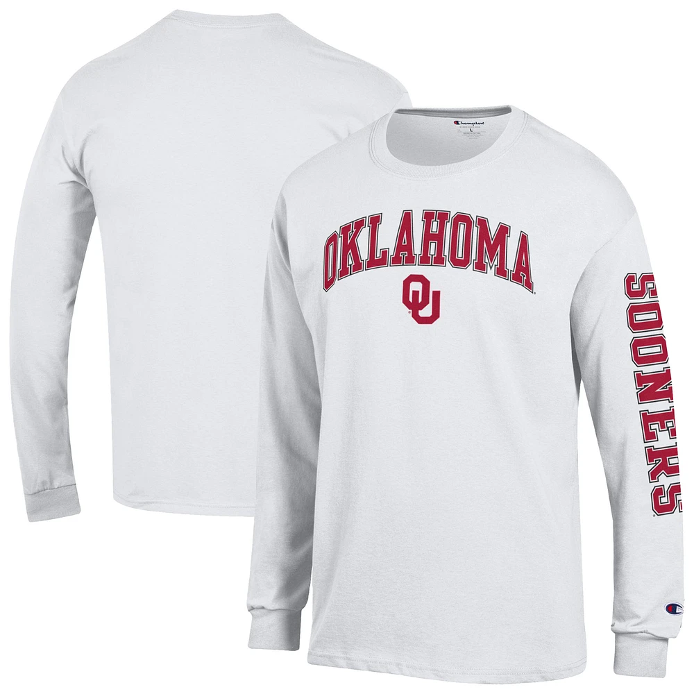 Men's Champion Oklahoma Sooners Arch Over Logo 2-Hit Long Sleeve T-Shirt