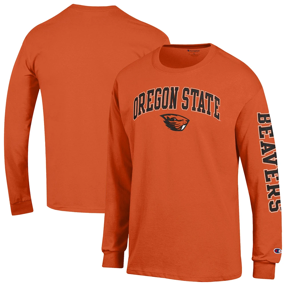 Men's Champion Oregon State Beavers Arch Over Logo 2-Hit Long Sleeve T-Shirt