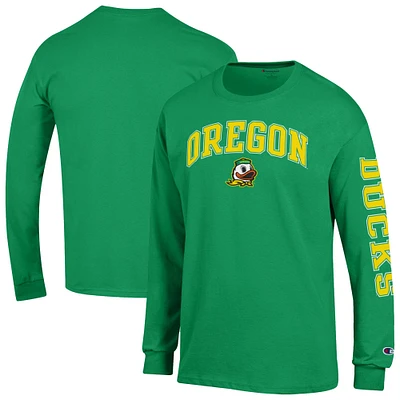 Men's Champion Oregon Ducks Arch Over Logo 2-Hit Long Sleeve T-Shirt
