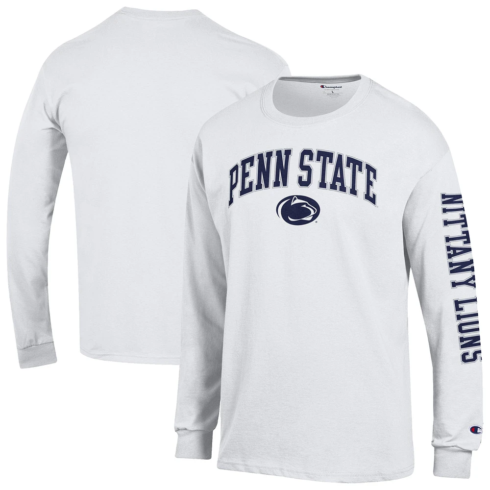 Men's Champion White Penn State Nittany Lions Arch Over Logo 2-Hit Long Sleeve T-Shirt