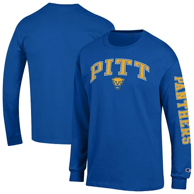 Men's Champion Royal Pitt Panthers Arch Over Logo 2-Hit Long Sleeve T-Shirt