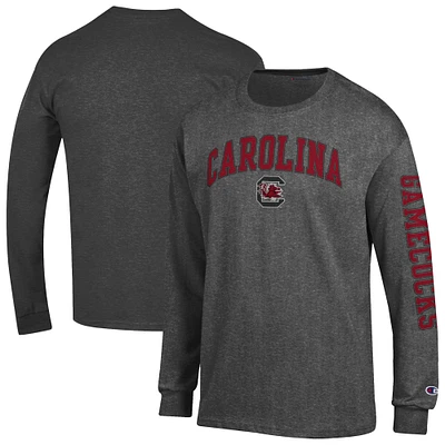 Men's Champion Charcoal South Carolina Gamecocks Arch Over Logo 2-Hit Long Sleeve T-Shirt