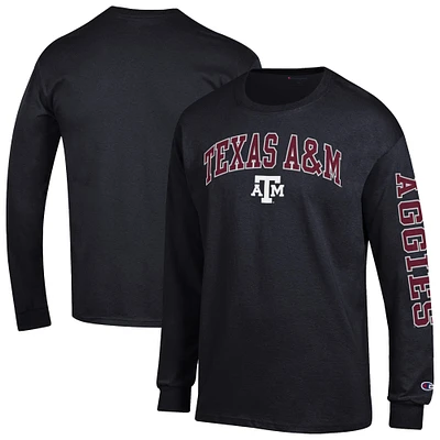 Men's Champion Black Texas A&M Aggies Arch Over Logo 2-Hit Long Sleeve T-Shirt