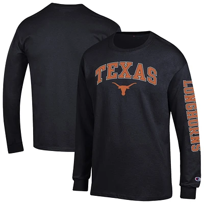 Men's Champion Black Texas Longhorns Arch Over Logo 2-Hit Long Sleeve T-Shirt