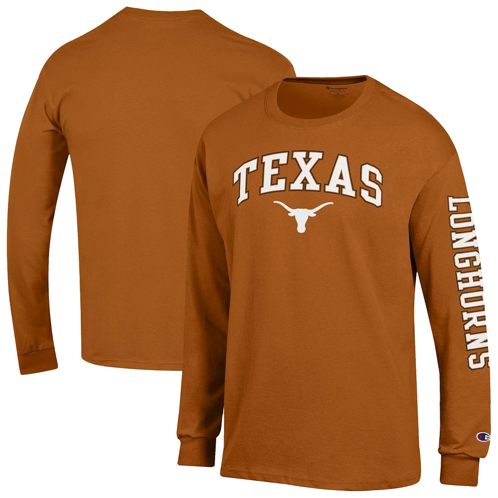 Men's Champion Texas Longhorns Arch Over Logo 2-Hit Long Sleeve T-Shirt