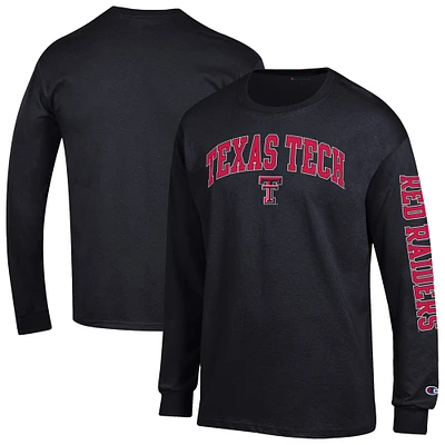 Men's Champion Black Texas Tech Red Raiders Arch Over Logo 2-Hit Long Sleeve T-Shirt