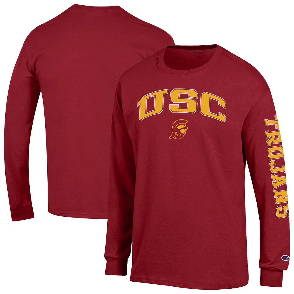 Men's Champion Cardinal USC Trojans Arch Over Logo 2-Hit Long Sleeve T-Shirt