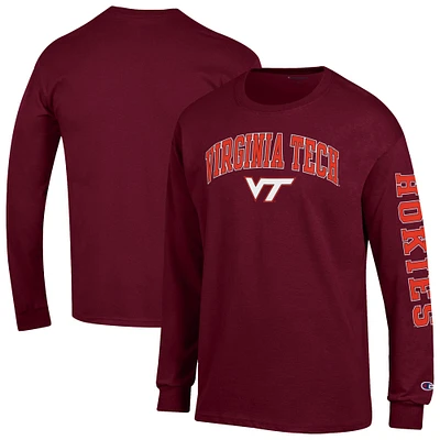 Men's Champion Maroon Virginia Tech Hokies Arch Over Logo 2-Hit Long Sleeve T-Shirt
