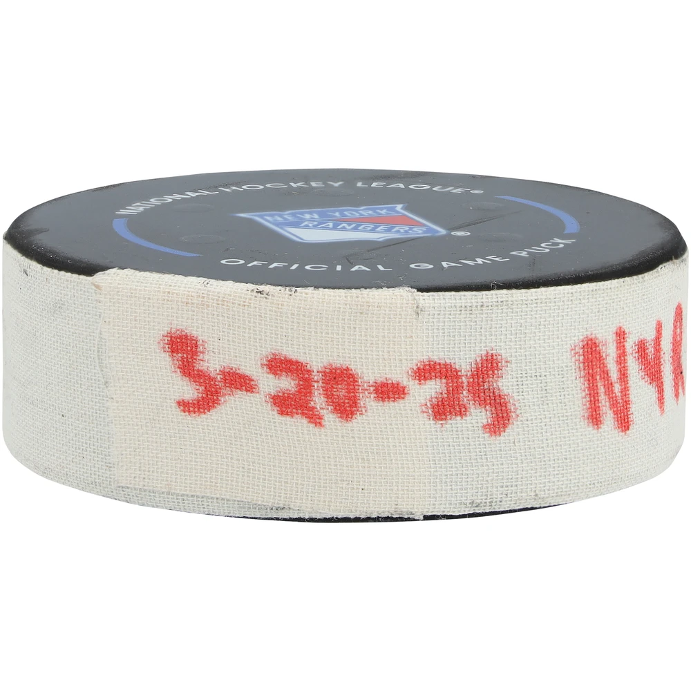 Chris Kreider New York Rangers Game-Used Goal Puck vs. Toronto Maple Leafs on March 20, 2025
