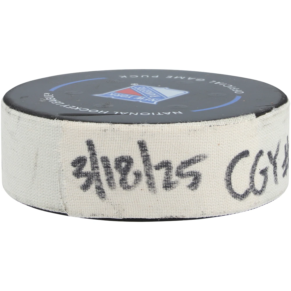 Nazem Kadri Calgary Flames Game-Used Goal Puck vs. New York Rangers on March 18, 2025