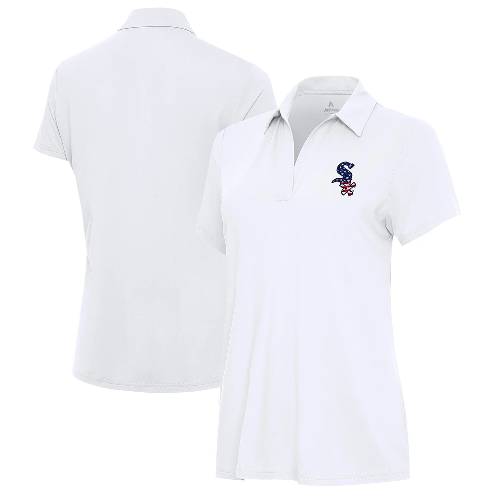 Women's Antigua White Chicago Sox Era Stars and Stripes Team Logo Polo