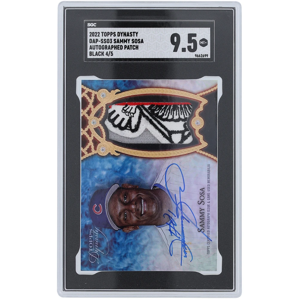 Sammy Sosa Chicago Cubs Autographed 2022 Topps Dynasty Black National League Logo 3 Color Relic #DAP-SS03 #4/5 SGC Authenticated 9.5 Card