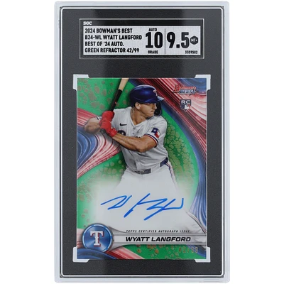 Wyatt Langford Texas Rangers Autographed 2024 Bowman Best Green Refractor Best of '24 #B24-WL #42/99 SGC Authenticated 9.5/10 Rookie Card