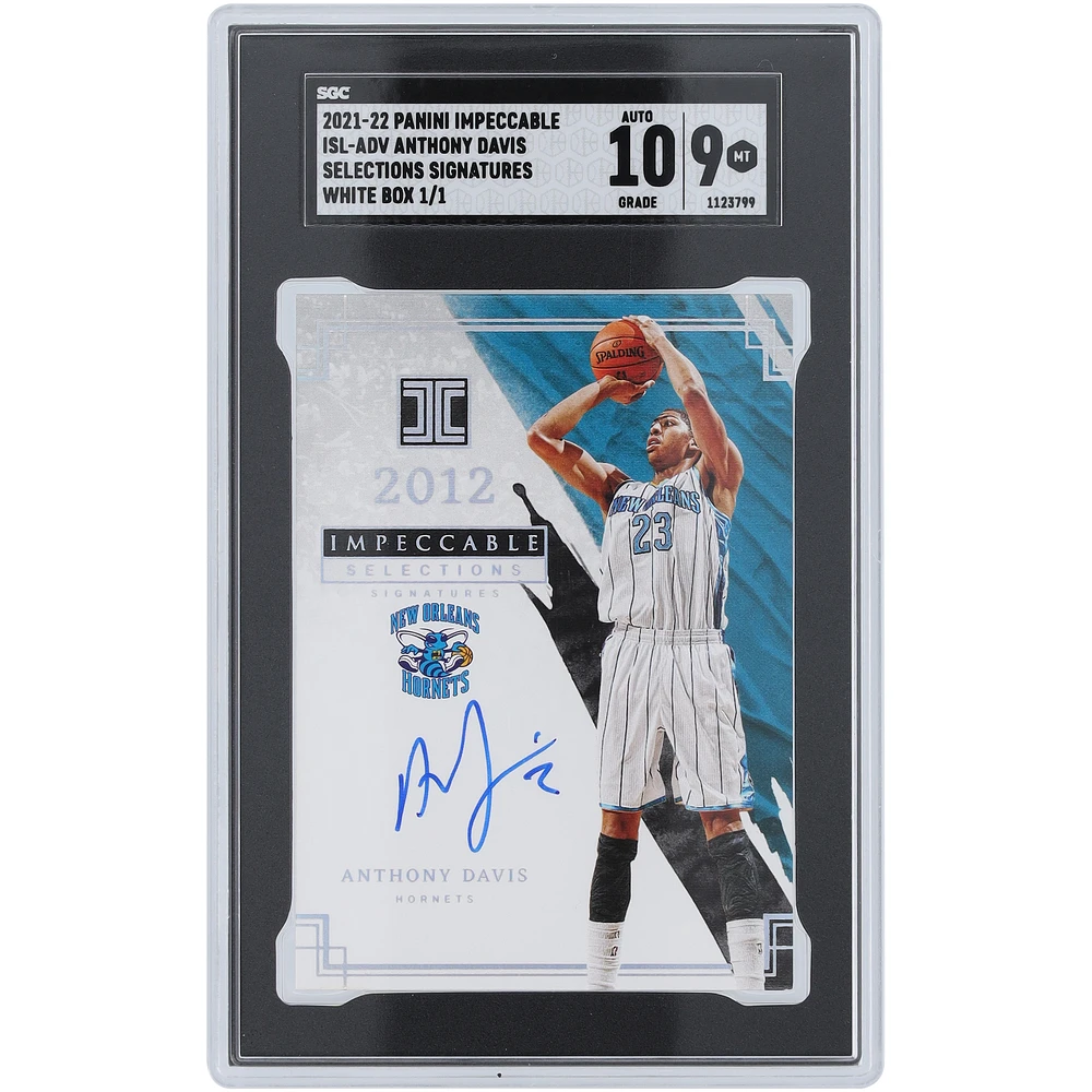 Anthony Davis New Orleans Hornets Autographed 2021-22 Panini Impeccable Selections Signatures White Box #ISL-ADV #1/1 SGC Authenticated 9/10 Card
