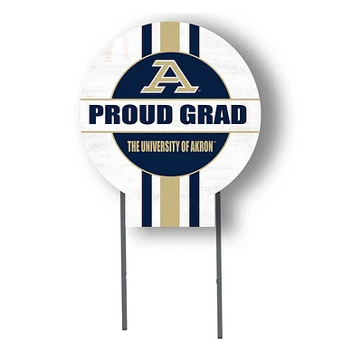 Akron Zips Proud Grad 20" x 20" Circle Yard Sign with Stakes