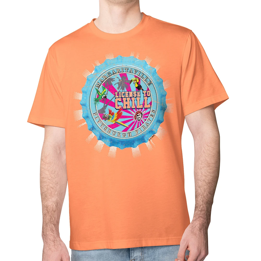 Men's Margaritaville Orange Pittsburgh Pirates Chill Bottle Cap Classic T-Shirt
