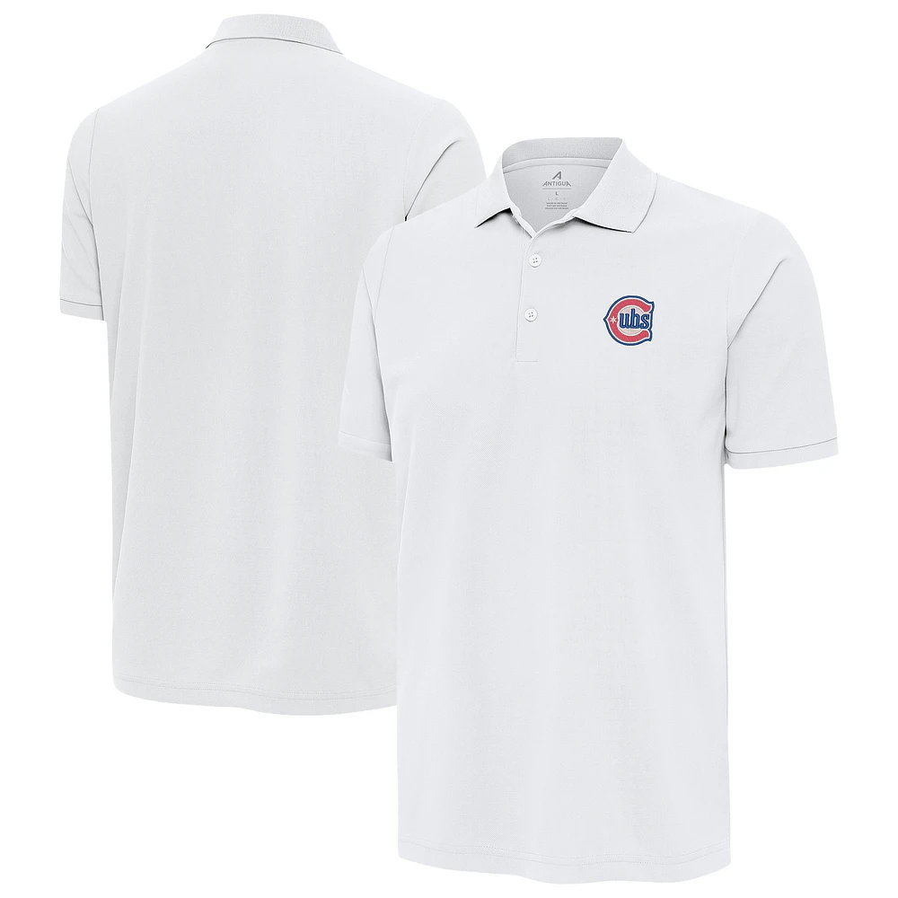 Men's Antigua White Chicago Cubs Alternate Logo Legacy Pique Polo