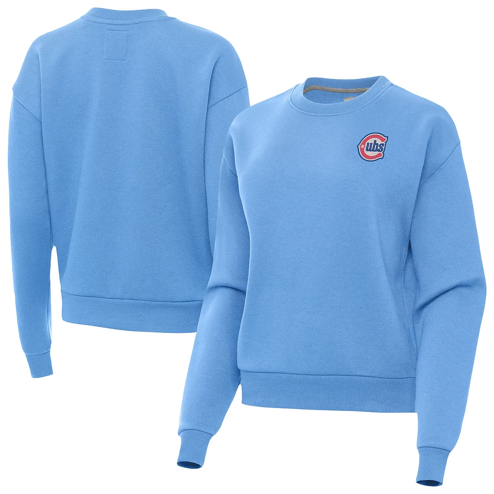 Women's Antigua Powder Blue Chicago Cubs Alternate Logo Victory Pullover Sweatshirt