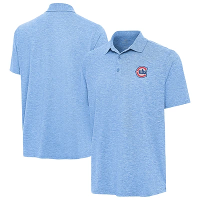 Men's Antigua Heather Powder Blue Chicago Cubs Alternate Logo Par 3 Polo