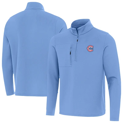 Men's Antigua Powder Blue Chicago Cubs Alternate Logo Insider Quarter-Zip Pullover