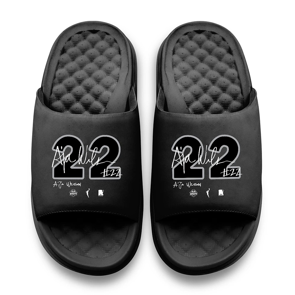 Youth ISlide A'ja Wilson Black Las Vegas Aces Round 21 Motive Slide Sandals