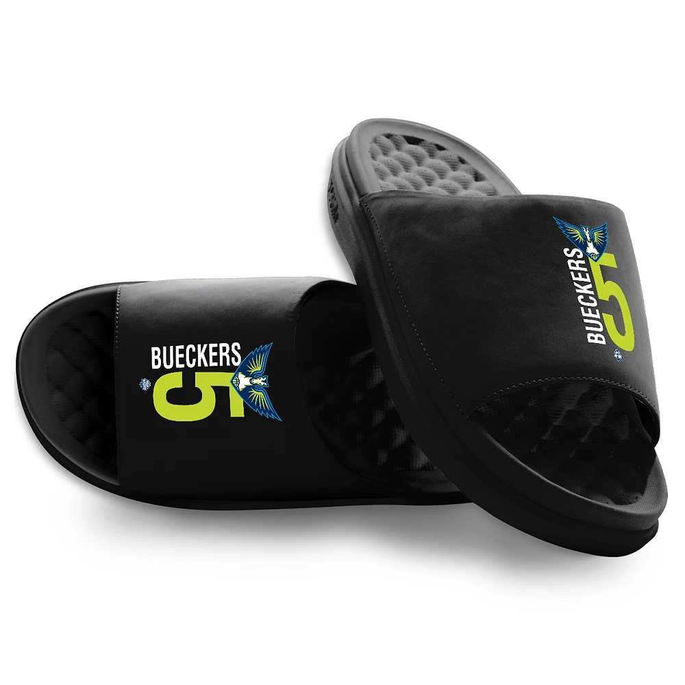 Youth ISlide Paige Bueckers Black Dallas Wings Combo Stacked Motive Slide Sandals