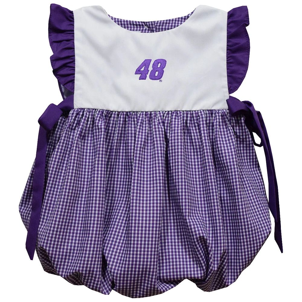 Girls Infant Vive La Fete Purple Alex Bowman Gingham Bubble Dress